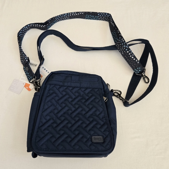 Lug Nwt Flapper Convertible Crossbody Bag Belt Bag Quilted Rfid Travel Blue New - Picture 1 of 11